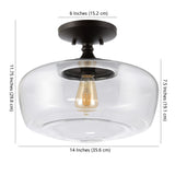 Marfa 14" Glass/Iron Farmhouse Modern LED Flush Mount