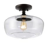 Marfa 14" Glass/Iron Farmhouse Modern LED Flush Mount