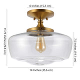 Marfa 14" Glass/Iron Farmhouse Modern LED Flush Mount