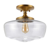 Marfa 14" Glass/Iron Farmhouse Modern LED Flush Mount