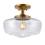 Marfa 14" Glass/Iron Farmhouse Modern LED Flush Mount