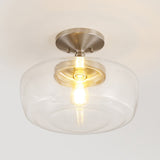 Marfa 14" Glass/Iron Farmhouse Modern LED Flush Mount