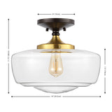 Marfa 14" Glass/Iron Farmhouse Modern LED Flush Mount