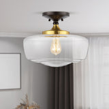 Marfa 14" Glass/Iron Farmhouse Modern LED Flush Mount