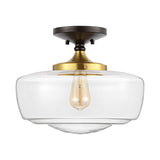 Marfa 14" Glass/Iron Farmhouse Modern LED Flush Mount