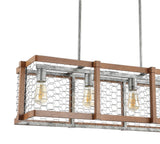 Gaines 34.5" Linear Adjustable Iron Rustic Industrial LED Pendant - JONATHAN Y