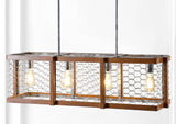 Gaines 34.5" Linear Adjustable Iron Rustic Industrial LED Pendant - JONATHAN Y