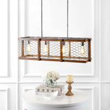 Gaines 34.5" Linear Adjustable Iron Rustic Industrial LED Pendant - JONATHAN Y