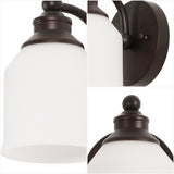 Lydia Iron/Frosted Glass Farmhouse Cottage LED Vanity Light