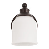 Lydia Iron/Frosted Glass Farmhouse Cottage LED Vanity Light