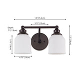 Lydia Iron/Frosted Glass Farmhouse Cottage LED Vanity Light