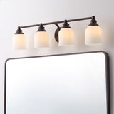 Lydia Iron/Frosted Glass Farmhouse Cottage LED Vanity Light