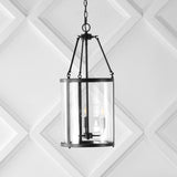 Kinsley 12" Industrial Farmhouse Iron/Glass LED Pendant - JONATHAN Y