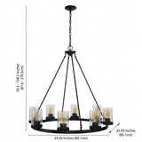 Coronet Iron/Seeded Glass Rustic Farmhouse LED Chandelier Oil Rubbed Bronze / 8 Sockets – DIM