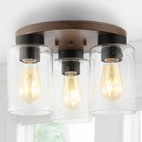 Nola 13" Bohemian Farmhouse Iron/Seeded Glass LED Semi Flush Mount - JONATHAN Y