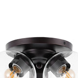 Iris 11.5" Farmhouse Rustic Iron/Glass LED Semi Flush Mount - JONATHAN Y