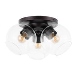 Iris 11.5" Farmhouse Rustic Iron/Glass LED Semi Flush Mount - JONATHAN Y