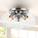 Iris 11.5" Farmhouse Rustic Iron/Glass LED Semi Flush Mount - JONATHAN Y