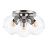 Iris 11.5" Farmhouse Rustic Iron/Glass LED Semi Flush Mount - JONATHAN Y