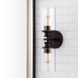 Jules Edison 16.5" Cylinder Iron/Seeded Glass Farmhouse Contemporary LED Wall Sconce - JONATHAN Y