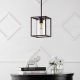 Quinn 8.13" Industrial Farmhouse Iron/Glass LED Pendant - JONATHAN Y