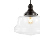 Schoolhouse 14" Bohemian Farmhouse Iron/Glass LED Pendant - JONATHAN Y