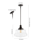 Schoolhouse 14" Bohemian Farmhouse Iron/Glass LED Pendant - JONATHAN Y