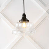 Schoolhouse 14" Bohemian Farmhouse Iron/Glass LED Pendant - JONATHAN Y