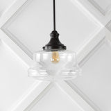 Schoolhouse 14" Bohemian Farmhouse Iron/Glass LED Pendant - JONATHAN Y