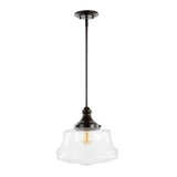 Schoolhouse 14" Bohemian Farmhouse Iron/Glass LED Pendant - JONATHAN Y