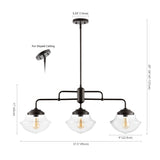 Avery 37.5" Industrial Farmhouse Rustic Iron/Glass Linear LED Pendant - JONATHAN Y