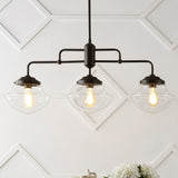 Avery 37.5" Industrial Farmhouse Rustic Iron/Glass Linear LED Pendant - JONATHAN Y