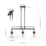Marlowe 32.5" Farmhouse Industrial Iron/Glass Linear LED Pendant - JONATHAN Y