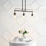 Marlowe 32.5" Farmhouse Industrial Iron/Glass Linear LED Pendant - JONATHAN Y