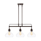 Marlowe 32.5" Farmhouse Industrial Iron/Glass Linear LED Pendant - JONATHAN Y