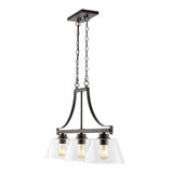 Jayden 36" Industrial Farmhouse Iron/Glass Linear LED Pendant - JONATHAN Y