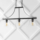 Jayden 36" Industrial Farmhouse Iron/Glass Linear LED Pendant - JONATHAN Y