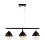 Caleb 33" Industrial Farmhouse Iron/Glass Linear LED Pendant - JONATHAN Y