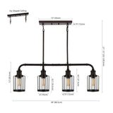 Abbott 34" Farmhouse Industrial Iron/Glass Linear LED Pendant - JONATHAN Y