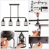 Abbott 34" Farmhouse Industrial Iron/Glass Linear LED Pendant - JONATHAN Y