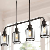 Abbott 34" Farmhouse Industrial Iron/Glass Linear LED Pendant - JONATHAN Y