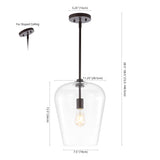 Hayes 11.25" Industrial Farmhouse Iron/Glass LED Pendant - JONATHAN Y