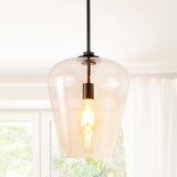 Hayes 11.25" Industrial Farmhouse Iron/Glass LED Pendant - JONATHAN Y