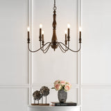 Victoria 29" Rustic Midcentury Iron LED Chandelier - JONATHAN Y