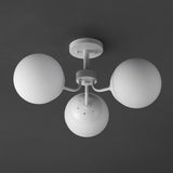 Olivier 23.5" 3-Light Bohemian Farmhouse Iron/Frosted Glass LED Semi Flush Mount - JONATHAN Y