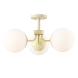 Olivier 23.5" 3-Light Bohemian Farmhouse Iron/Frosted Glass LED Semi Flush Mount - JONATHAN Y