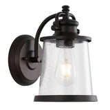Marais 6.75" Iron/Seeded Glass Vintage Rustic LED Outdoor Lantern - JONATHAN Y