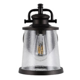 Marais 6.75" Iron/Seeded Glass Vintage Rustic LED Outdoor Lantern - JONATHAN Y