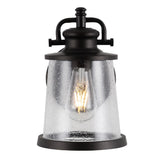 Marais 6.75" Iron/Seeded Glass Vintage Rustic LED Outdoor Lantern - JONATHAN Y