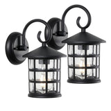 Cadiz 6" Iron/Seeded Glass Cottage Rustic Scrolled Lantern LED Outdoor Lantern - JONATHAN Y